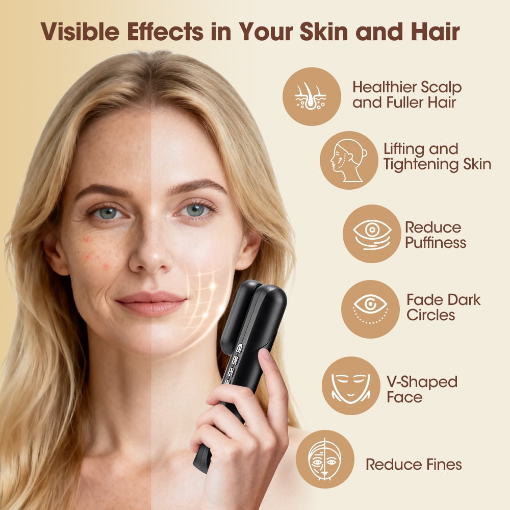 4-in-1 Multifunctional EMS Microcurrent Face & Body Massager - Magnetic Heads with Heating, Red Light, Vibration, & Oil Infusion for Skin Tightening & Scalp Care