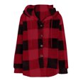 thumbnail image 3 of bbyeadc Women's Flannel Shacket Button Down Fleece Lined Flannel Jacket for Women Lapel Casual Shirt Jackets Plus Trendy Outwear with Pocket, Red 5XL, 3 of 5