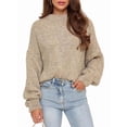 thumbnail image 2 of Women'S Oversized Sweater Crewneck Fall Winter Long Sleeve Fuzzy Warm Knit Pullover Sweaters Trendy Outfits Khaki S, 2 of 6