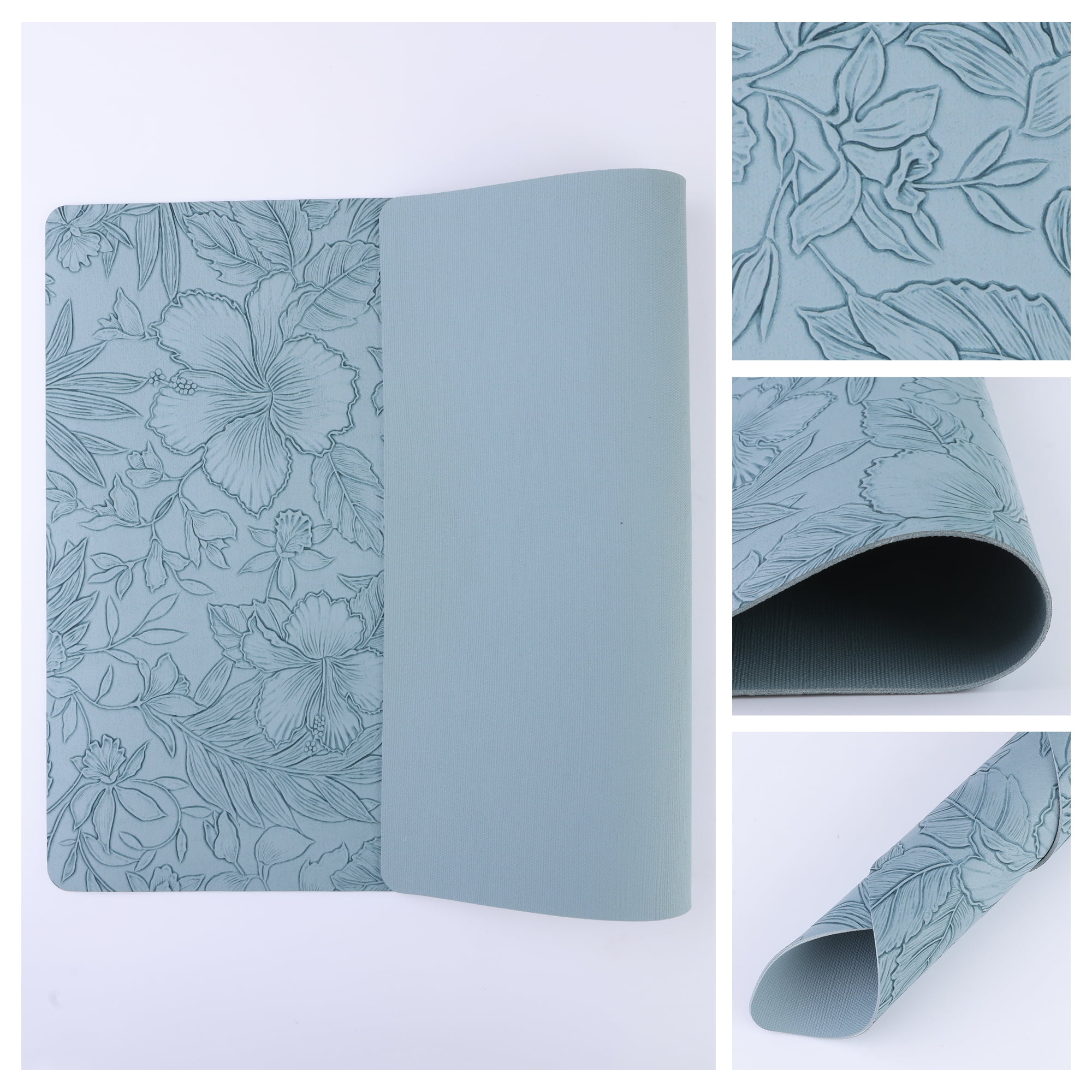 Unique Bargains Set of 6 Faux Leather Placemats for Kitchen Dining Table Decor Light Blue