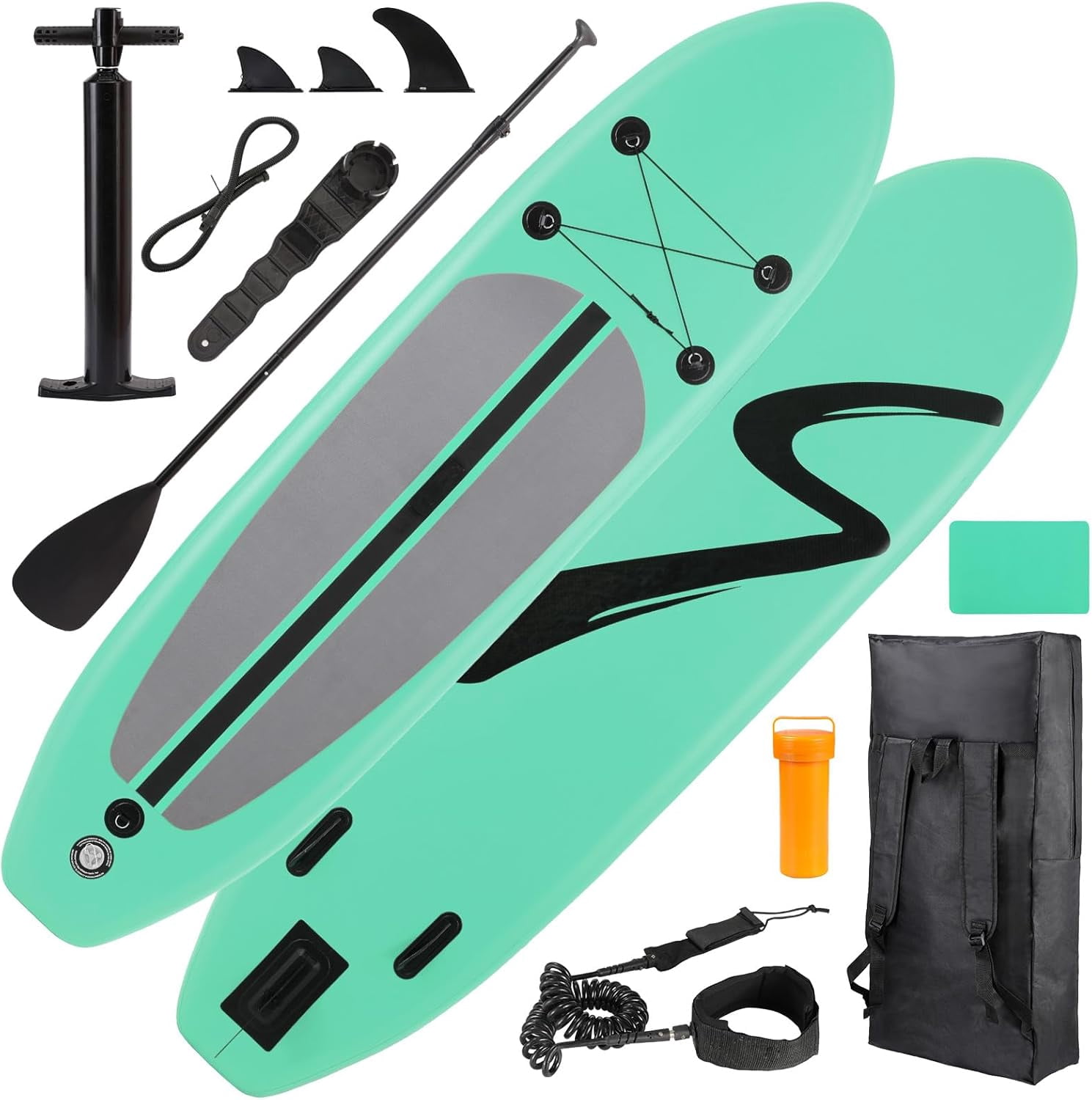 Pirecart Inflatable Stand Up Paddle Board 11 Ft Surfboard 6'' Thick SUP Paddle Board with Carrying Bag, Hand Pump, Air Pump, Green