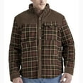 thumbnail image 3 of WREESH Fashion Winter Jacket Men'S Button Opening and Closing Fleecing Plaid Coat Long Sleeve Stand Collar Jacket Coffee, 3 of 8