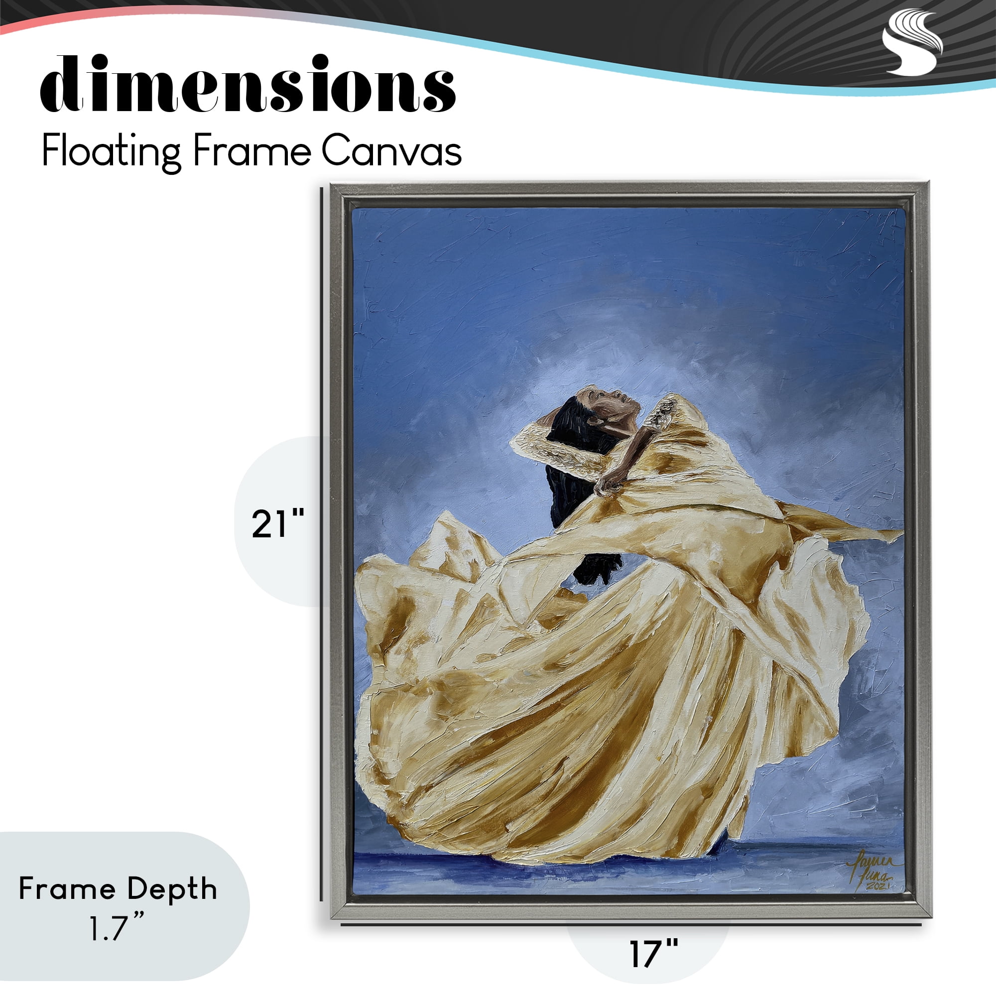 Stupell Industries Expressive Elegant Dancer Gray Framed Floater Canvas Wall Art, design by Lauren Luna