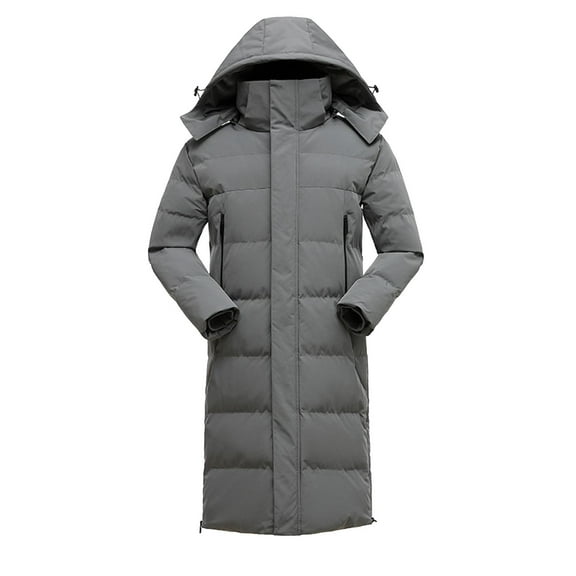 Men's Big and Tall Medium Long Jacket with Detachable Hood and Thick Insulation for Cold Climates