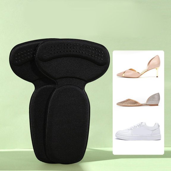 2 Pieces Comfort Heel Cushion Pads Foot Heel Protectors Heel Guards Liners for Loose Shoes Big Shoes Women Men Black