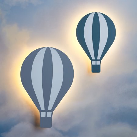 

Lights4fun Inc. Set of 2 Hot Air Balloon Battery Operated LED Bedroom Wall Light with Remote Control