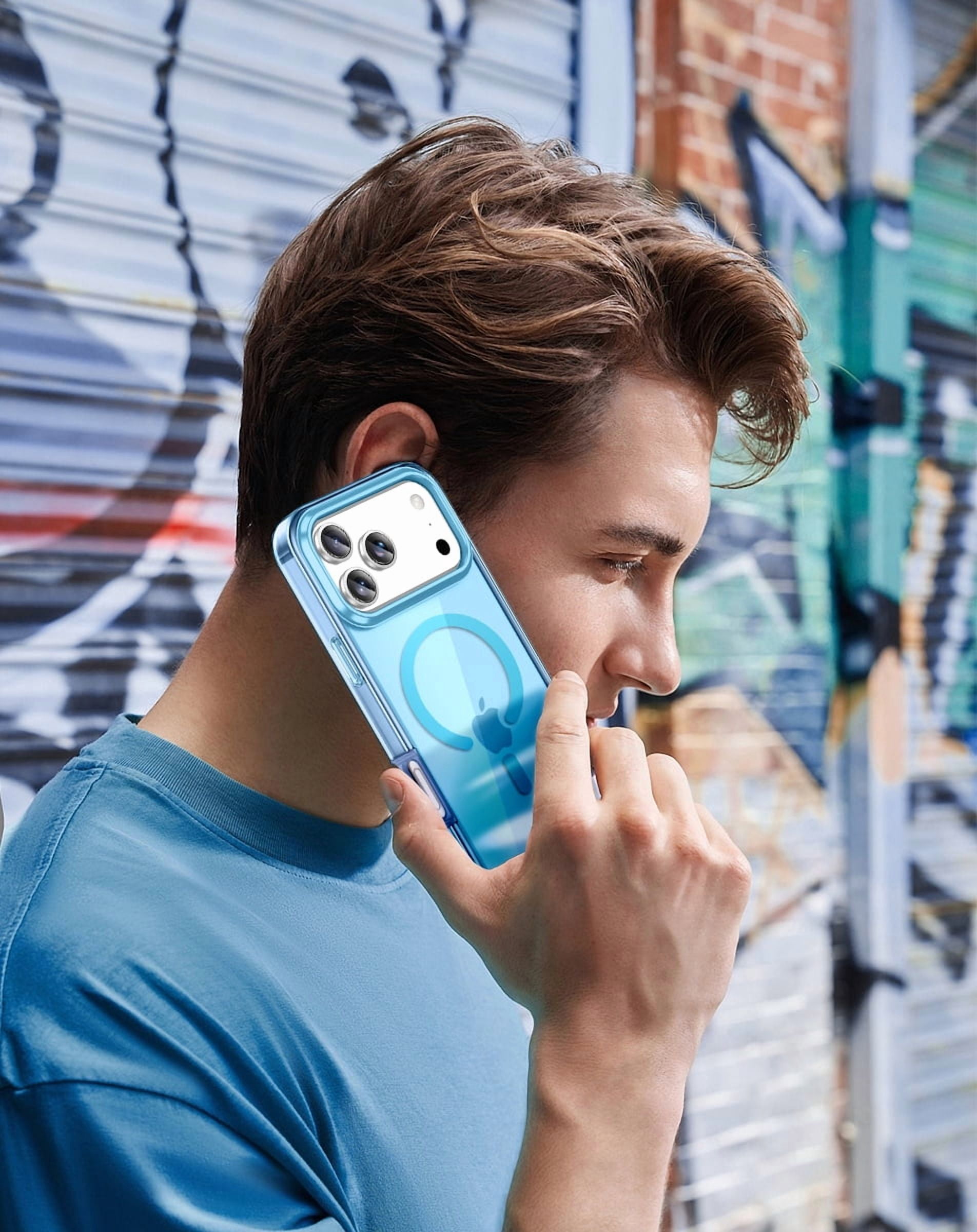 JETeacka Magnetic for iPhone 17 Pro Case 6.3" Full-Body Phone Case Built-in Screen Protector Compatible with Mag-Safe Drop Proof, Clear Blue