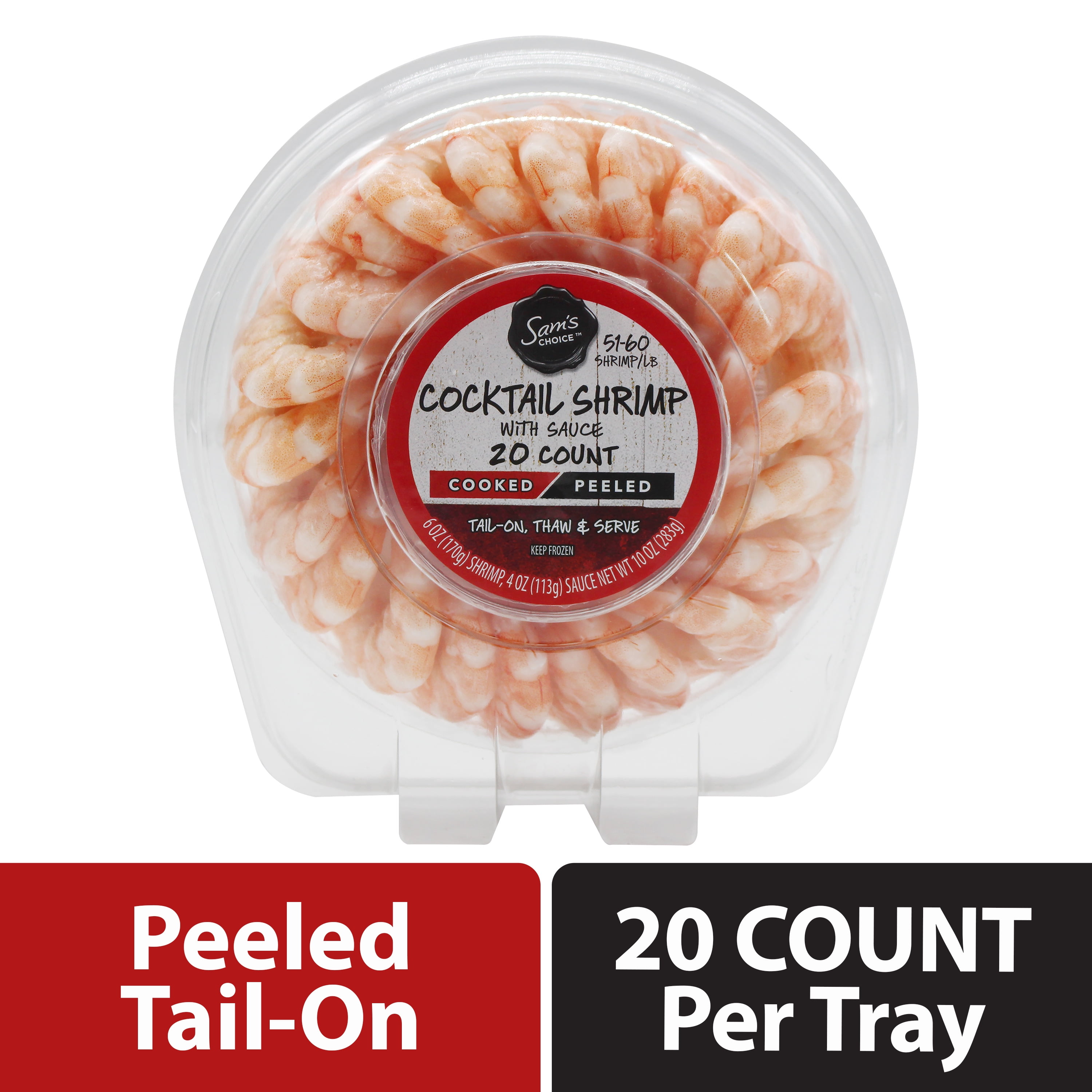 Sam's Choice Premium Frozen Cooked Medium Shrimp Cocktail Ring with Sauce, 10 oz