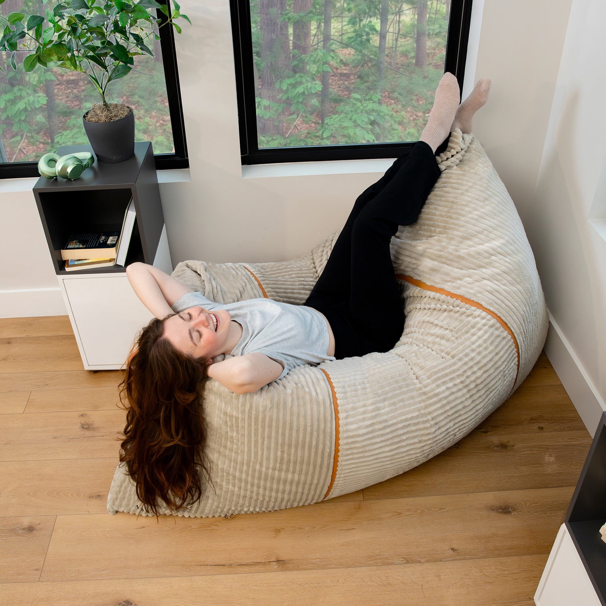 Big Joe Turnabout 3-in-1 Convertible Bean Bag Chair, Vanilla Latte