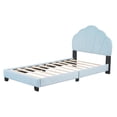 PAPROOS Twin Bed Frame, Velvet Upholstered, Shell-Shaped Headboard ...
