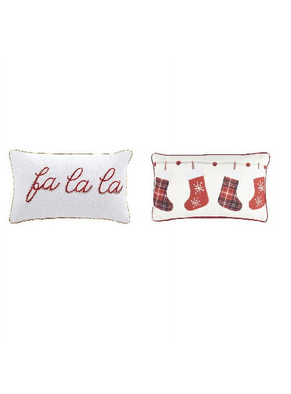 $42 Safavieh "Fa La La" and Christmas Stocking Holiday Pillows Set
