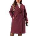 thumbnail image 2 of DARING DIVA Women's Plus Size Classic Notch Lapel Double Breasted Trench Coat 4X Burgundy, 2 of 6