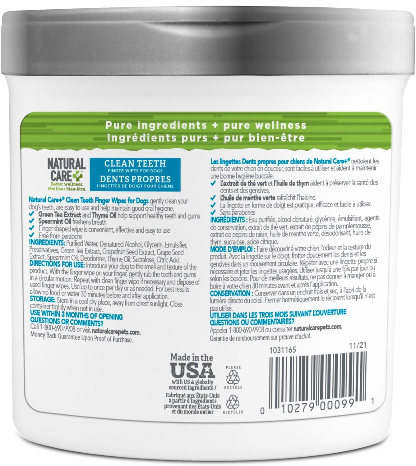 Natural Care Clean Ear Finger Wipes Dog Ear Wipes, 50 Wipes