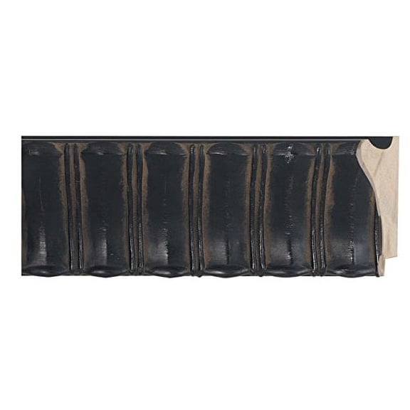 Picture Frame Moulding (Wood) 18Ft Bundle - Ornate Black Finish - 4.375" Width - 3/4" Rabbet Depth