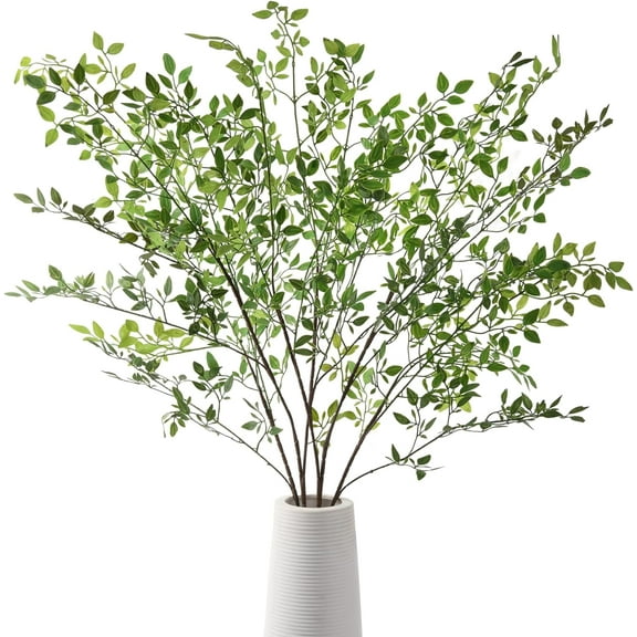 Faux Greenery Stems, Artificial Greenery Branches for Vase, Fake Nandina Plant 42.52" Long Stems for Office Home Decor Outdoor (2PCS, Green)