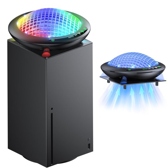 Cooling Fan for Xbox Series X with 11 RGB Lights, Auto Cooling System Fan Speed Adjustable by Temperature for Xbox Series X Console, Efficient Cooler Fan Accessories