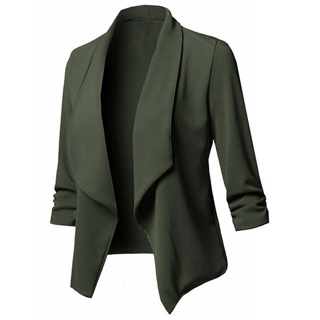 Women's Casual Cardigan - Open Front Long Jacket, Solid Color, Made of Polyester, Suitable for Daily Wear, Available in Multiple Sizes, Hand Wash Recommended