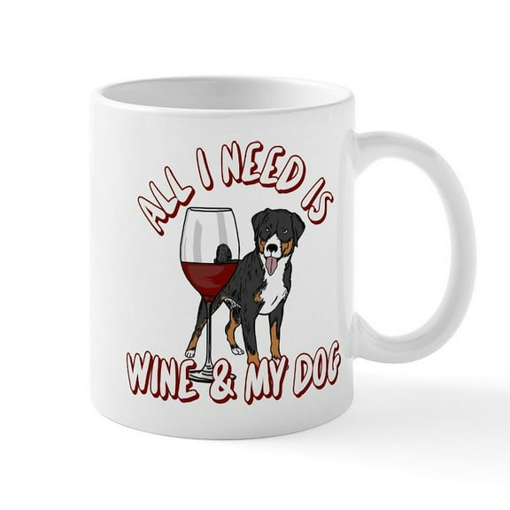 CafePress - All I Need Is Wine & My Dog - 11 oz Ceramic Mug - Novelty Coffee Tea Cup