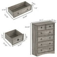 thumbnail image 6 of Holliwill Dresser Nightstands Set, 4 Pieces Bedroom Furniture Set, Wide 7 Drawer Dresser, Tall 6 Drawer Dresser and 2 Drawer Nightstand, Rustic Grey, 6 of 11