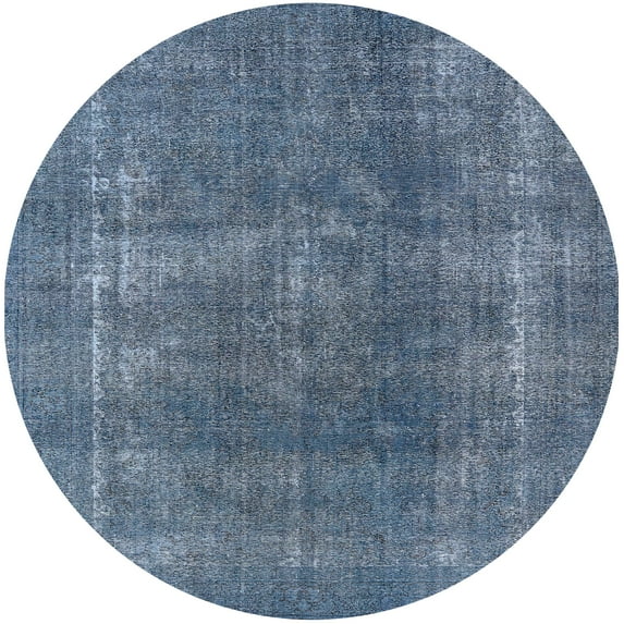 Ahgly Company Indoor Round Mid-Century Modern Koi Blue Oriental Area Rugs, 5' Round