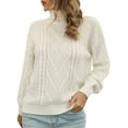 thumbnail image 1 of Suéter de mujer Cuello alto Cable Suéteres casuales sueltos CACAGOO Camiseta de manga corta, 1 of 7
