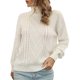 thumbnail image 1 of Camiseta mujer, Suéter de mujer Cuello alto Cable Suéteres casuales sueltos Tomshoo Blanco/Grande, 1 of 7