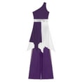 thumbnail image 3 of Linjinx Women Praise Dance Outfit One Shoulder Liturgical Worship Overlay Dress with Palazzo Pants Purple XXL, 3 of 6