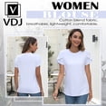 thumbnail image 3 of VDJ Womens Tops Dressy Blouses Casual Tshirts Summer Short Sleeve White Shirts Business Crew Neck Tunic Size XL, 3 of 9