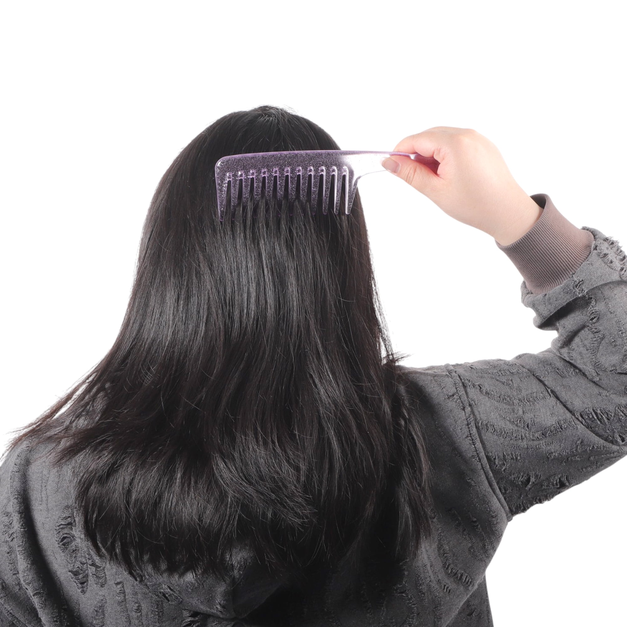 Unique Bargains 1 Pc Durable Large Curved Comb for Curly Hair All Hair Types Purple