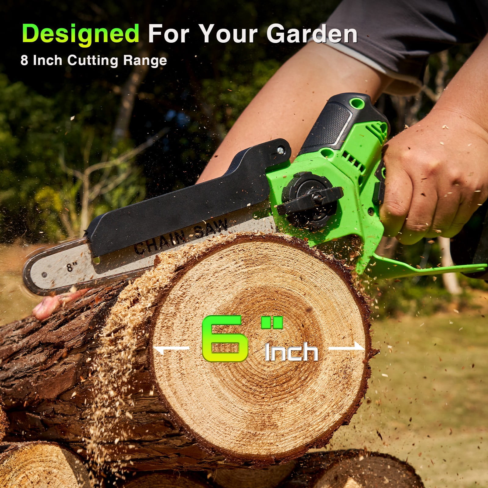Taskstar  8 Inch & 6 Inch Cordless Electric Mini  Chainsaw ,2*4.0Ah Batteries,1000W Brushless Handheld Saw Tree Branch Trimming Wood Cutting