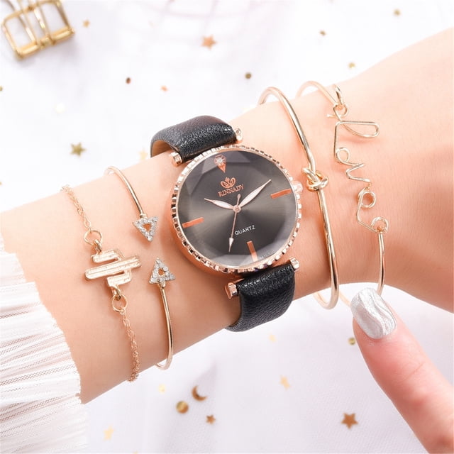 Relojes de pulsera para mujer CUARZO Tendencia de moda Fiesta Señoras Exquisito Reloj de cuarzo Pulsera Conjunto Reloj de moda