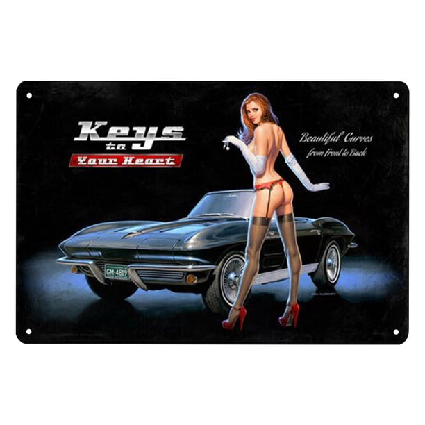 Póster Coche para Mujer Placa Metal Retro Letrero Accesorios Pared