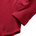 thumbnail image 6 of 3Pcs Baby Girl Clothes Outfits Infant Long Sleeve Romper Ruffle Floral Pants Cute Toddler Baby Girl Clothes Set with Headband 0-18M Wine Red, 6 of 8