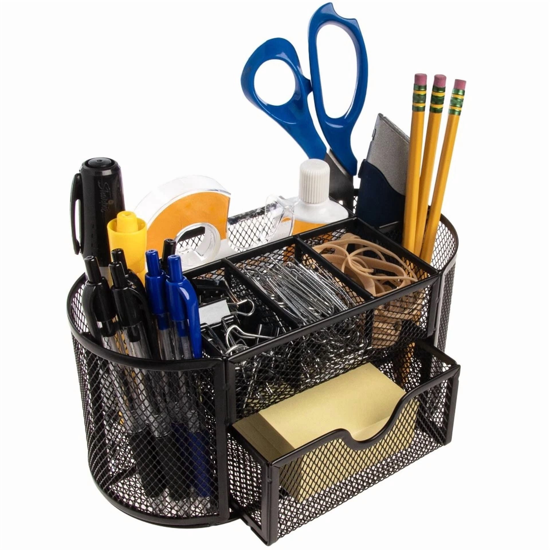Office Supplies Accessories Organizer Black Computer Desk Pens Pencil Holder