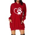 thumbnail image 1 of Vestido de sudadera con capucha de manga larga con estampado de corazón de amor del día de San Valentín para mujer Pompotops  hdfakjf2096, 1 of 6