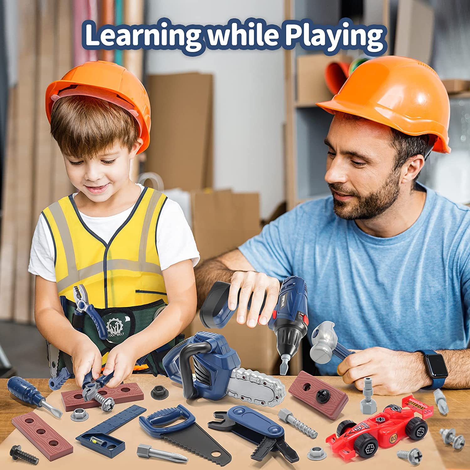 JoyStone 47-Piece Kids Tool Set with Electric Drill & Chainsaw photo 8