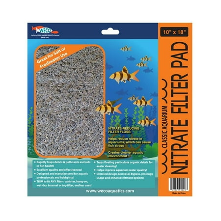 weco products classic aquarium nitrate filter pad freshwater aquarium 10 inchx18