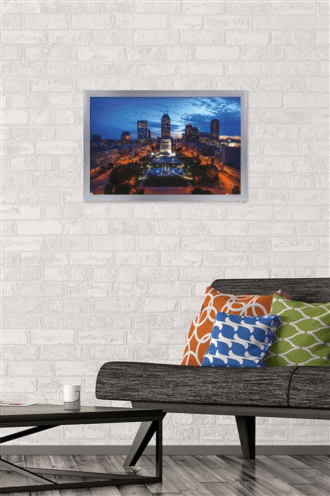 Cityscapes - Indianapolis, Indiana Wall Poster, 14.725" x 22.375", Framed