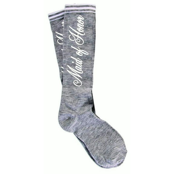 Maid Of Honor Grey Women's White Adult Wedding Bridal Party Socks