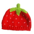 thumbnail image 4 of Gorro de fresa tejido, gorro informal de ganchillo para mujer, chica decorativa, fruta roja, ligero, hecho a mano, gorro de fresa, gorro cálido de, 4 of 8