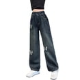 thumbnail image 5 of KVPLBQFD Girls Trendy Jeans High Waisted Wide Leg Pants for Kids Comfortable Breathable Trousers Cute Summer Casual Clothes, 5 of 9