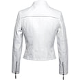 thumbnail image 2 of NEW HOT Women White Lambskin Real Leather Jacket Motorcycle Slim Fit Coat W302, 2 of 3