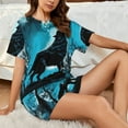 thumbnail image 4 of Sikiie Blue Full Moon Wolf Womens Pajama Sets Short Sleeve Top With Pants Sleepwear 2 Piece Lounge SetMedium, 4 of 6