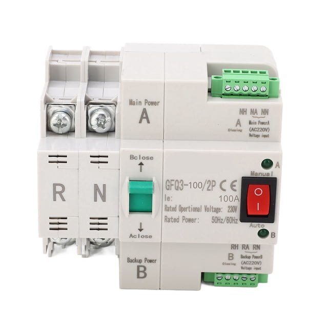 Dual Power Automatic Transfer Switch 2P Fast Switching PC AC 230V for Home Factory 100A