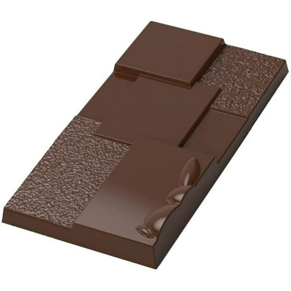 Greyas CM 3862 Louis Amado Clear Polycarbonate Chocolate Mold Candy Mould with 3 Mosaic-with-Half-Easter-Bunny Rectangular-Tablet Cavities, Each 70mm x 140mm x 13.6mm High