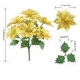 thumbnail image 4 of CuiLiyq Artificial Poinsettia Flowers, 12.2" Artificial Poinsettia Stalk with Holly Leaves, Fake Poinsettias Bouquet Bulk Faux Floral Bush for Xmas Tree Ornament Table Centerpiece Fillers (Gold), 4 of 7