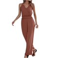 thumbnail image 1 of Stretchy Jumpsuits for Women Ruffle V Neck Spaghetti Straps One Piece Long Pants Outfits Sleeveless Summer Rompers, 1 of 7