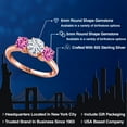 thumbnail image 2 of Gem Stone King 18K Rose Gold Plated Silver White Moissanite and Pink Created Sapphire Engagement Ring for Women | 1.90 Cttw | Round 6MM | Gemstone Birthstone | Size 7, 2 of 7