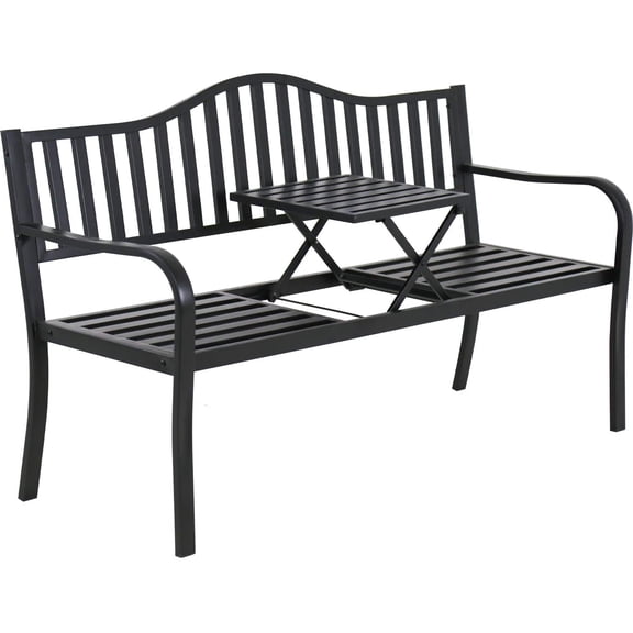 FDW Stainless Steel Rust Resistant Garden Bench, Black