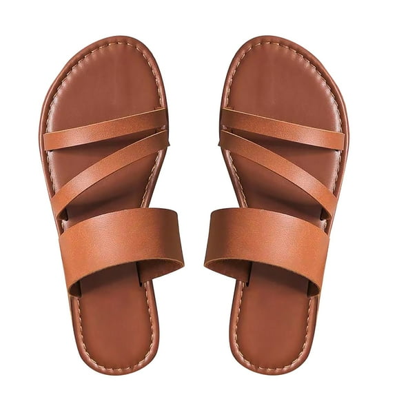 NOKIO Women's Summer Oversized Flat Bottomed Beach Shoes With Flip Flops Women's Wide Width Flat Slide Sandals Casual Cute Dressy Strappy Slip on Flat Summer Shoes.